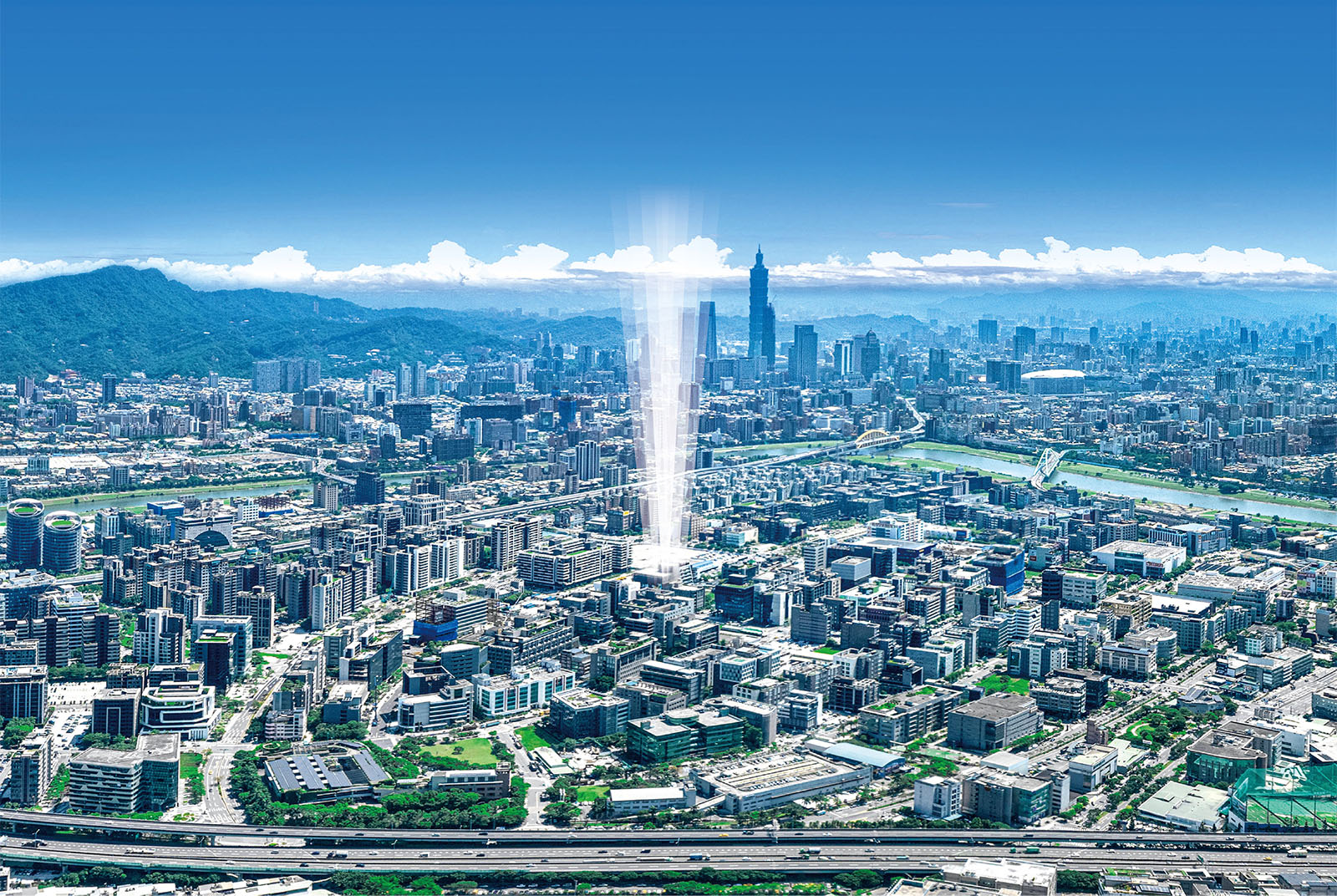內湖科技園區與台北城市景觀，非本戶窗景